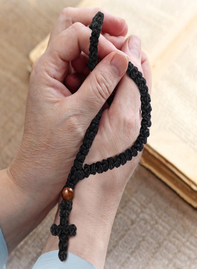 Otuuz Handmade Orthodox Prayer Rope 100 Knots with Braided Cross and Red Beads Orthodox Prayer Rope with Icon of the Mother of God Card Greek Cross Christian Charm Gifts - Image 4